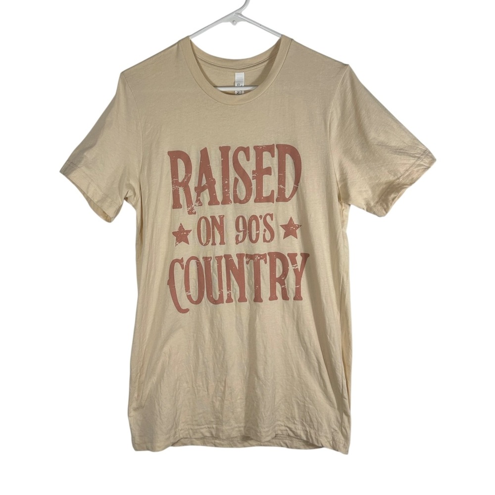 Bella Canvas Raised on 90s Country Graphic T-Shirt Tan Beige Mens Medium